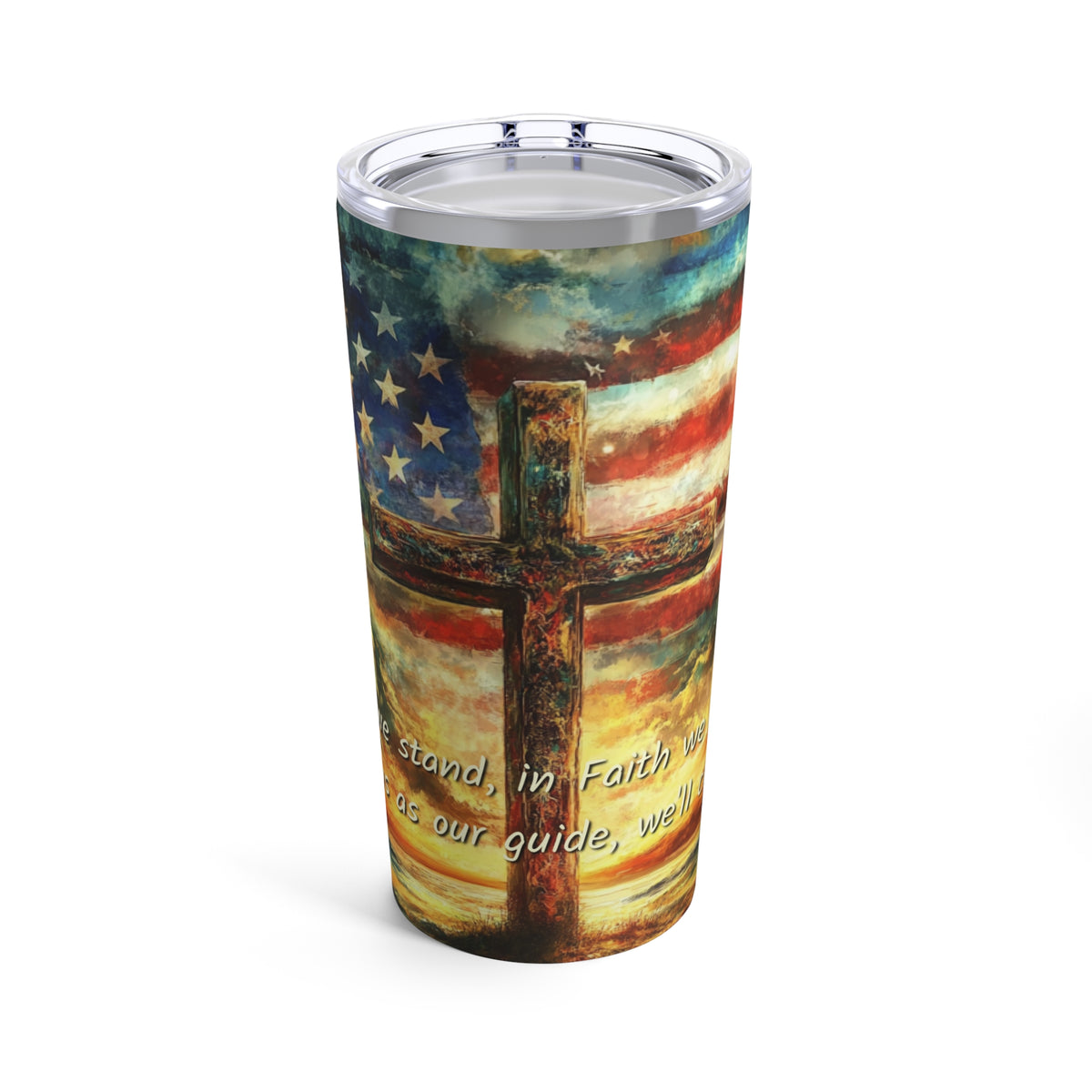 Together We Stand, Patriotic Cross & Flag Christian Faith Tumbler