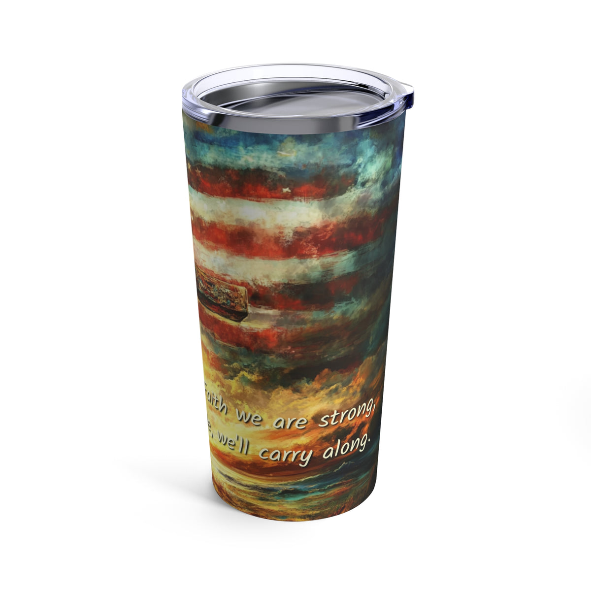 Together We Stand, Patriotic Cross & Flag Christian Faith Tumbler