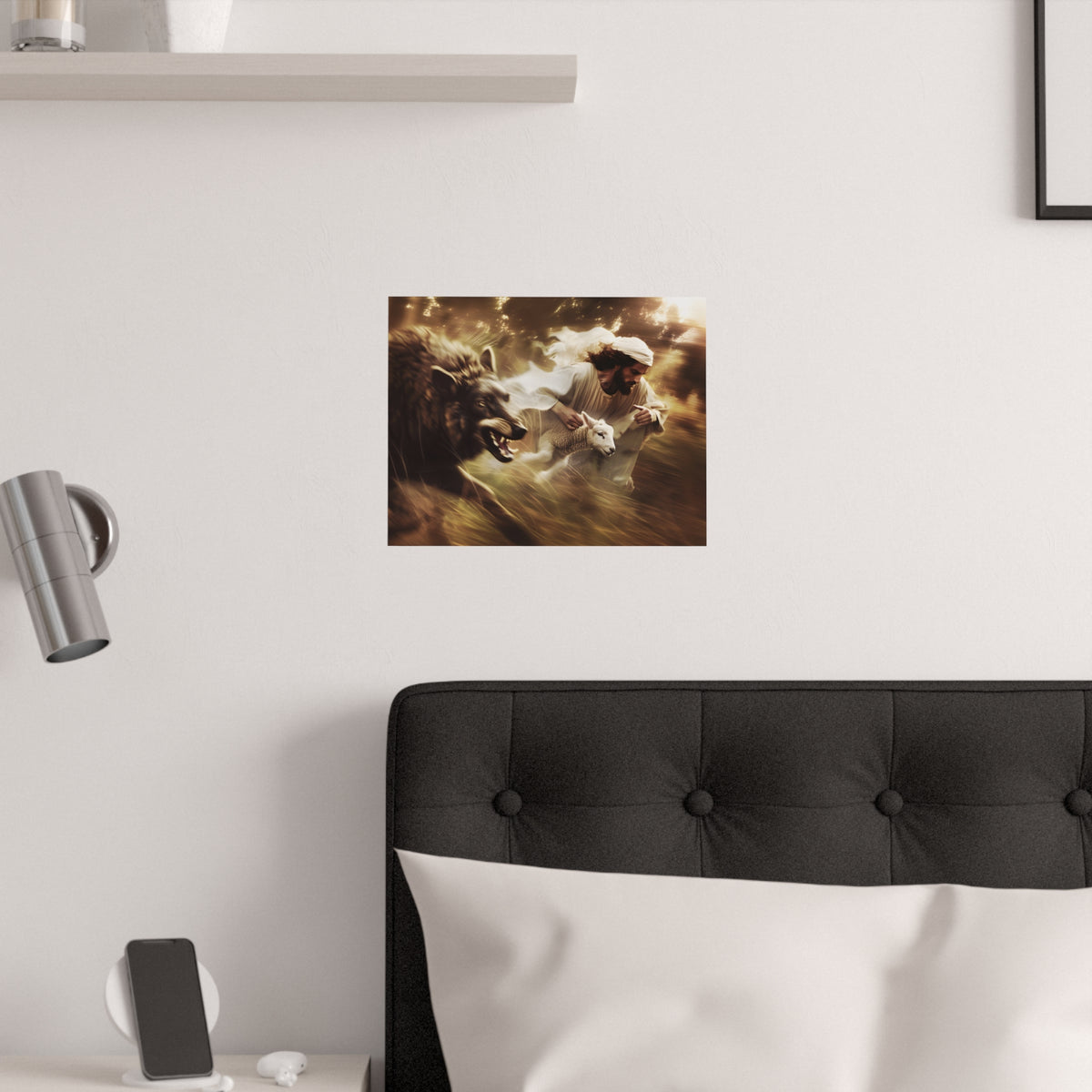 Jesus Saving a Sheep From The Wolf Wall Art Print