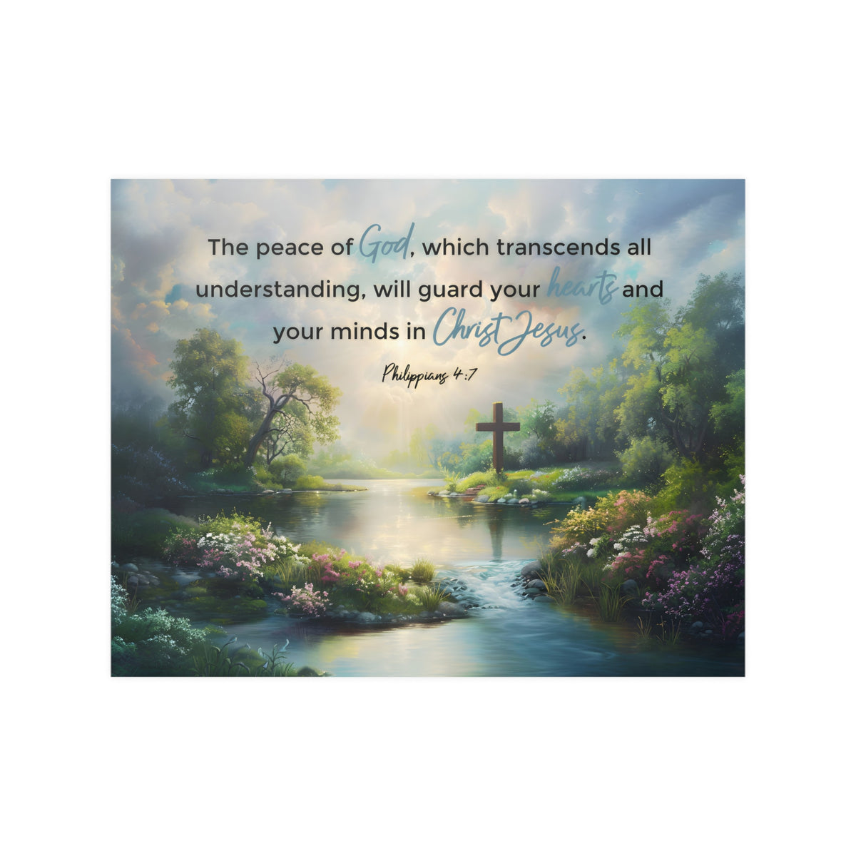 Christian Art Print, Don't be anxious Bible Verse, Philippians 4:7, The peace of God, which transcends all understanding, will guard your hearts and your minds in Christ Jesus.