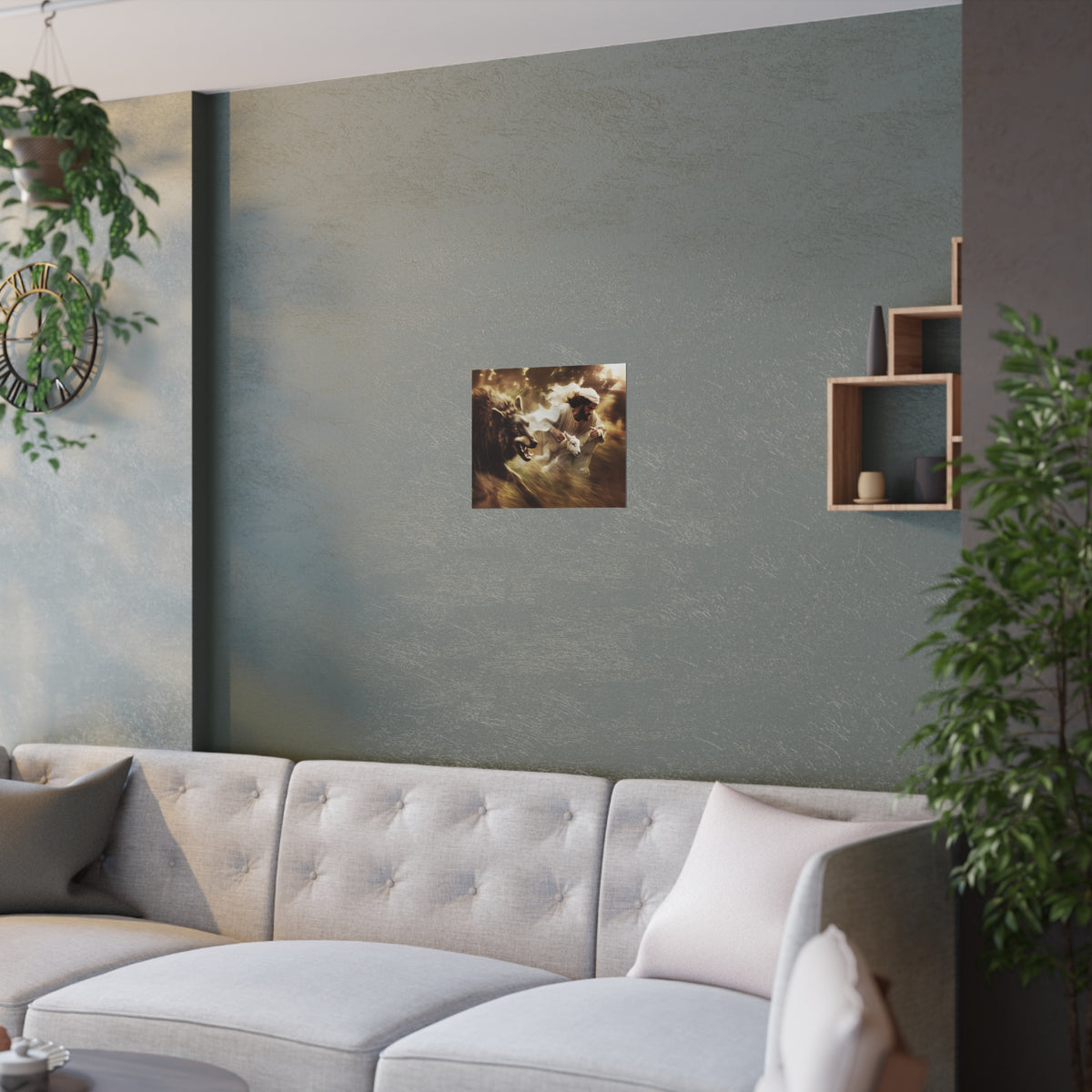 Jesus Saving a Sheep From The Wolf Wall Art Print