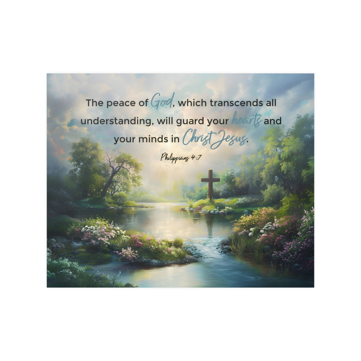 Christian Art Print, Don't be anxious Bible Verse, Philippians 4:7, The peace of God, which transcends all understanding, will guard your hearts and your minds in Christ Jesus.