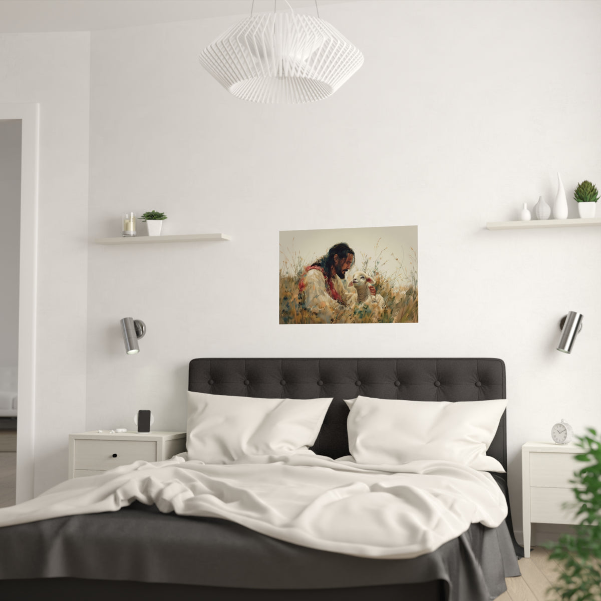 Jesus and Lamb Christian Wall Art Print