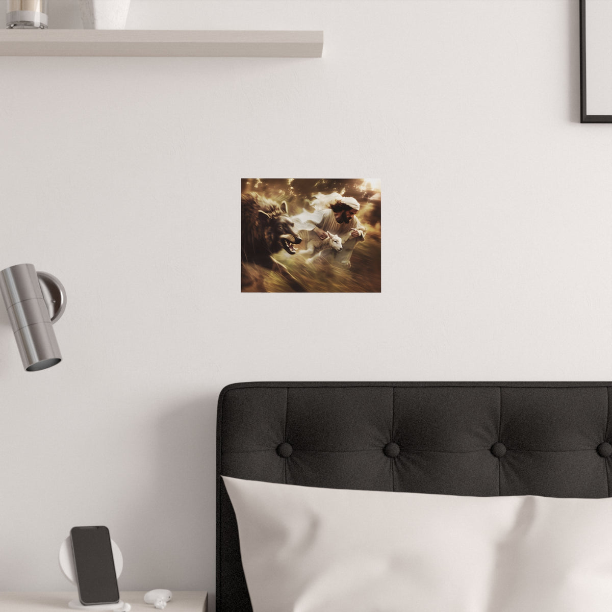 Jesus Saving a Sheep From The Wolf Wall Art Print