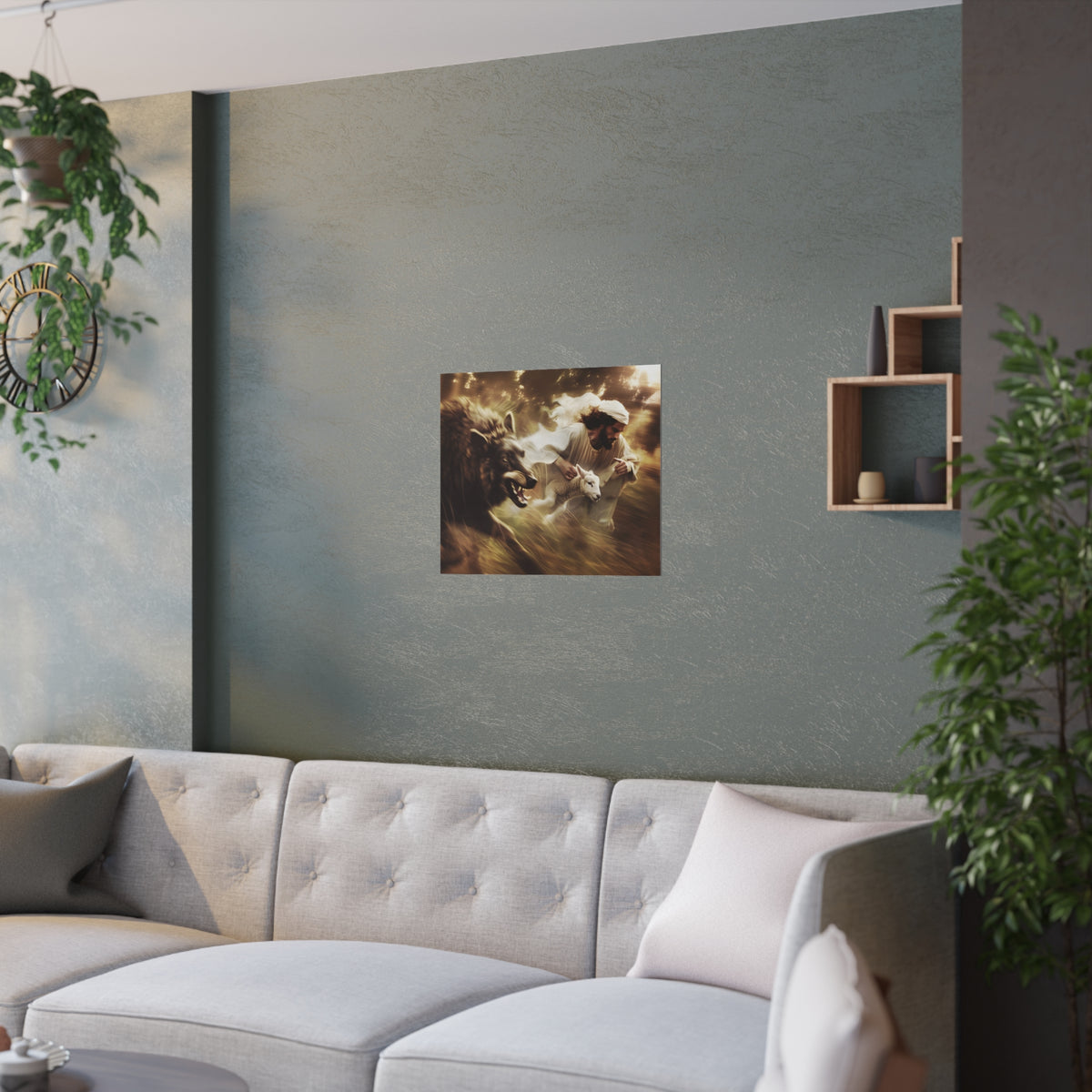 Jesus Saving a Sheep From The Wolf Wall Art Print