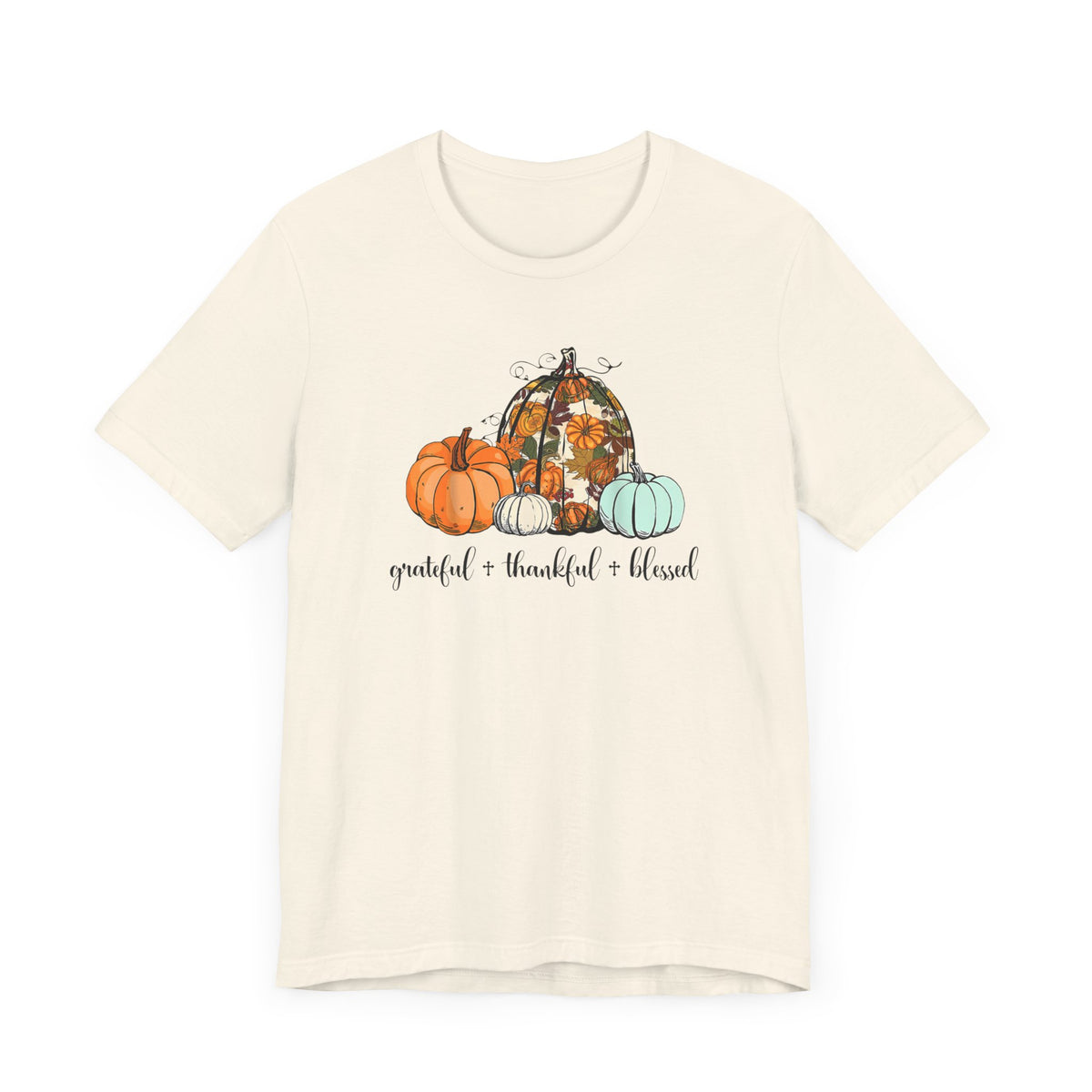 Grateful, Thankful, Blessed - Fall Pumpkins Christian T-shirt