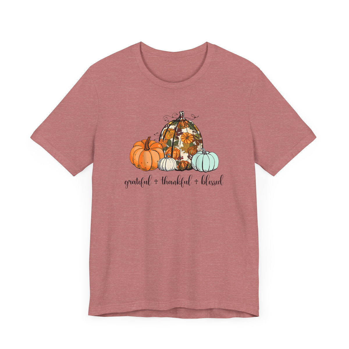 Grateful, Thankful, Blessed - Fall Pumpkins Christian T-shirt