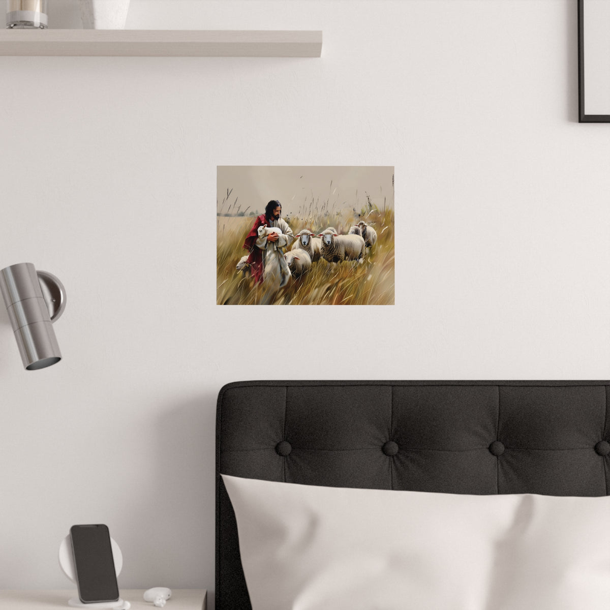 Jesus and His Flock of Sheep Christian Wall Art Print