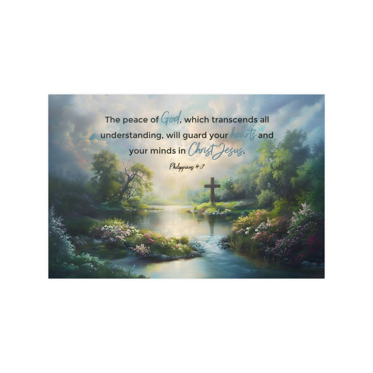 Christian Art Print, Don't be anxious Bible Verse, Philippians 4:7, The peace of God, which transcends all understanding, will guard your hearts and your minds in Christ Jesus.