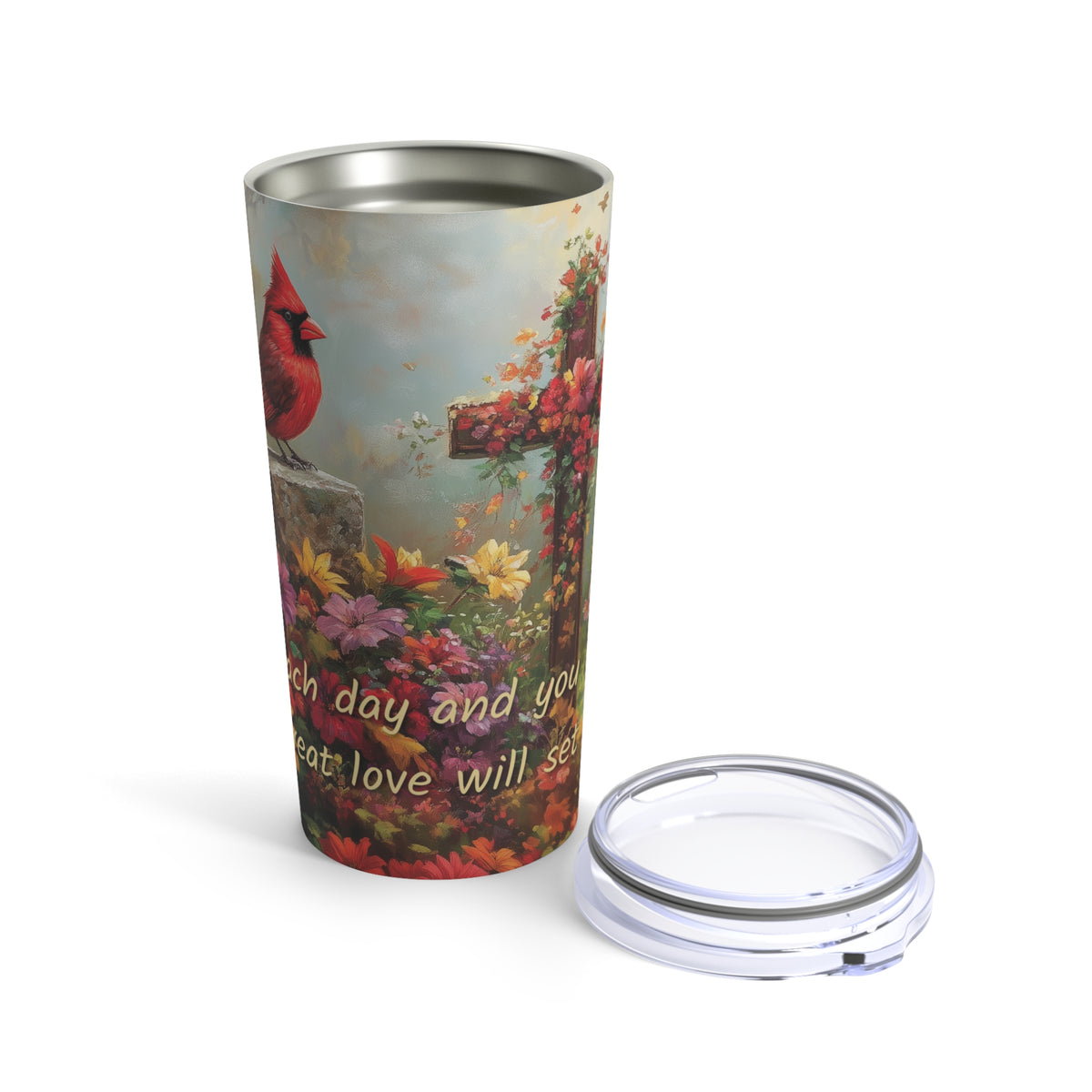 Pray Each Day Christian Tumbler - God's Great Love Christian Faith Stainless Steel Tumbler