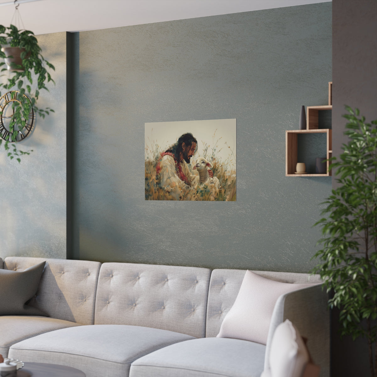 Jesus and Lamb Christian Wall Art Print
