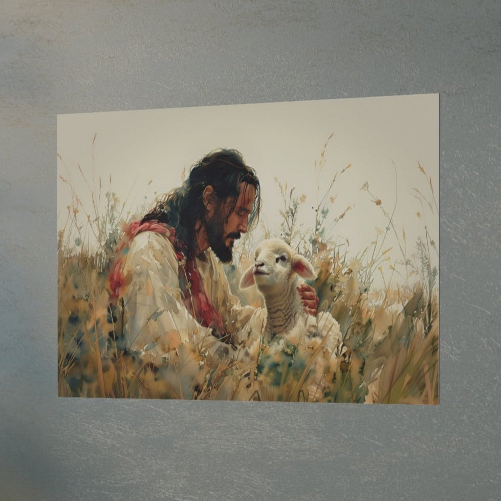 Jesus and Lamb Christian Wall Art Print