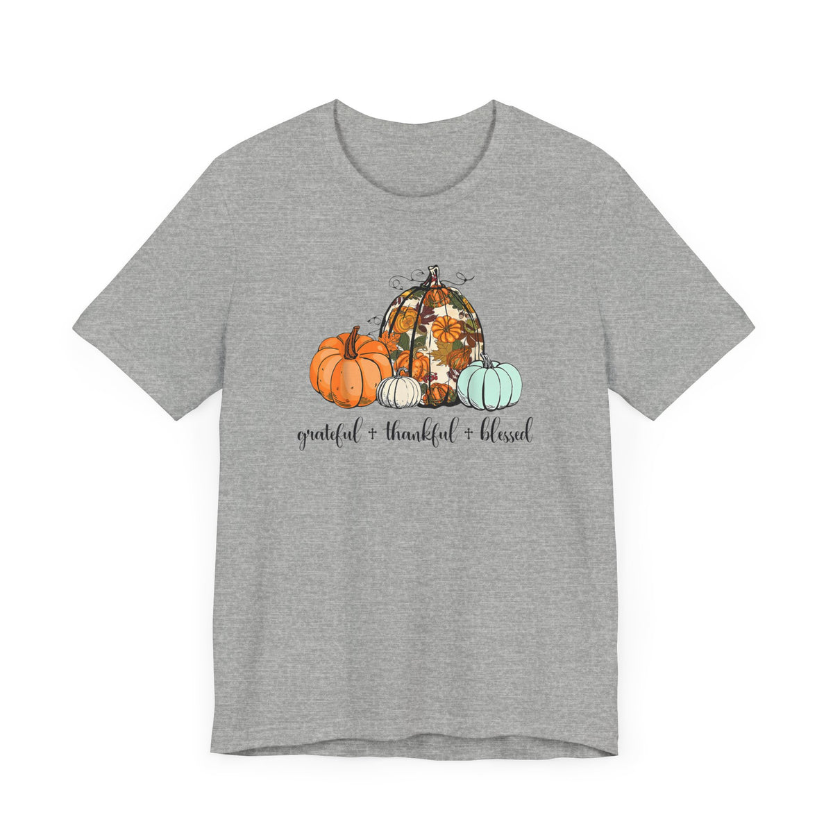 Grateful, Thankful, Blessed - Fall Pumpkins Christian T-shirt