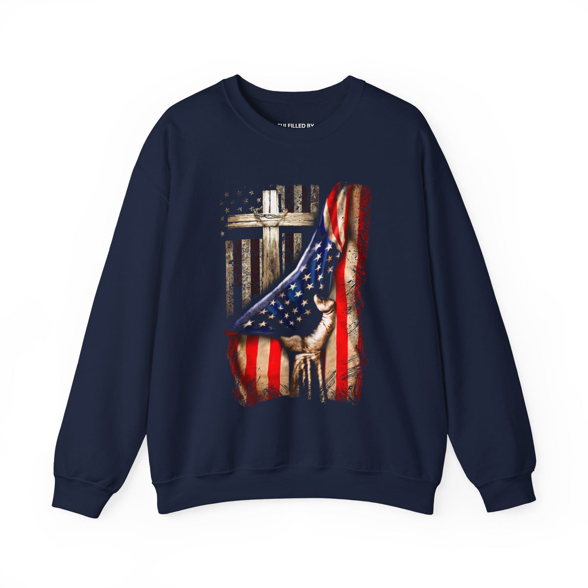 Cross & The American Flag - Men's Christian Sweatshirt