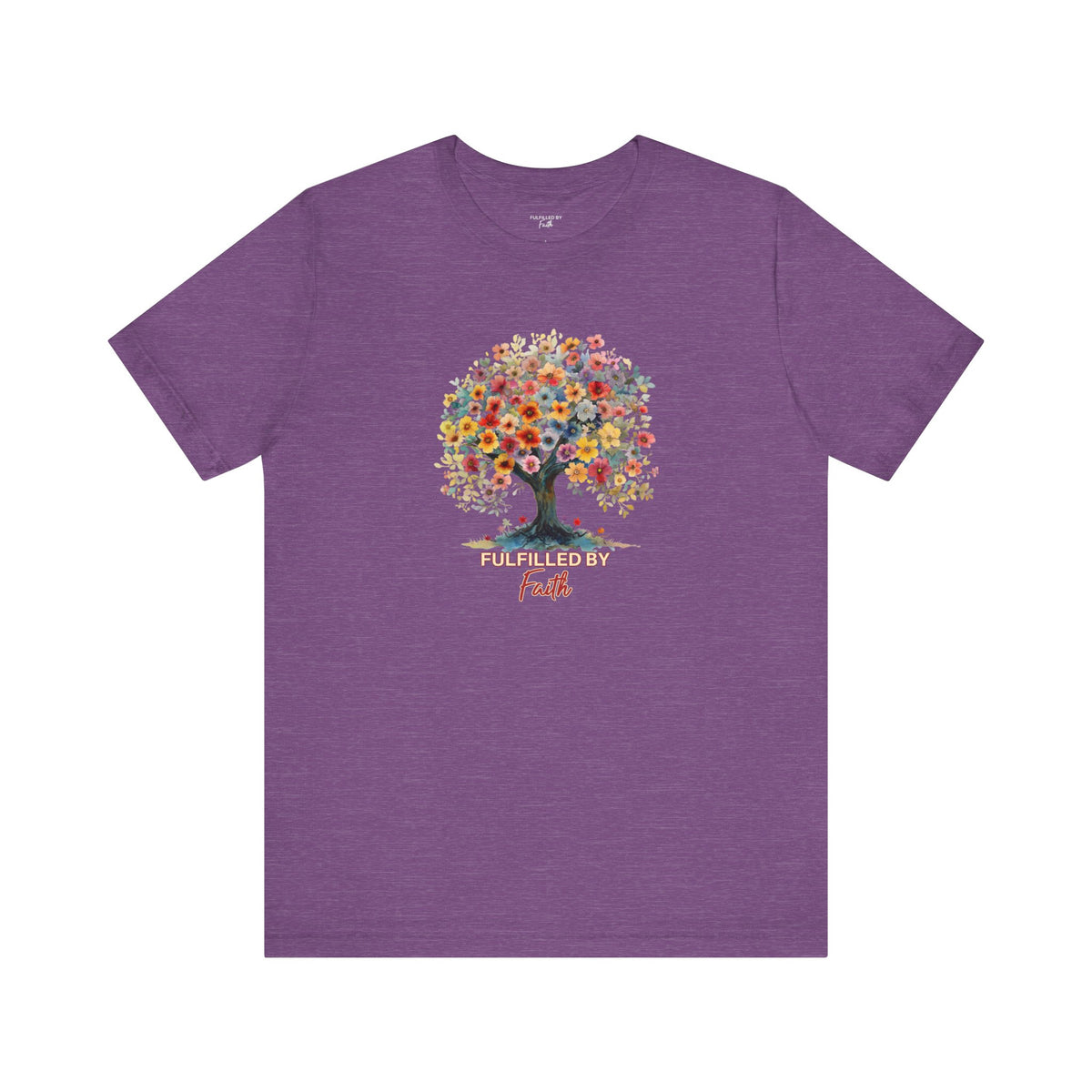 Fulfilled by Faith Floral Tree Design - Women's Christian T-Shirt