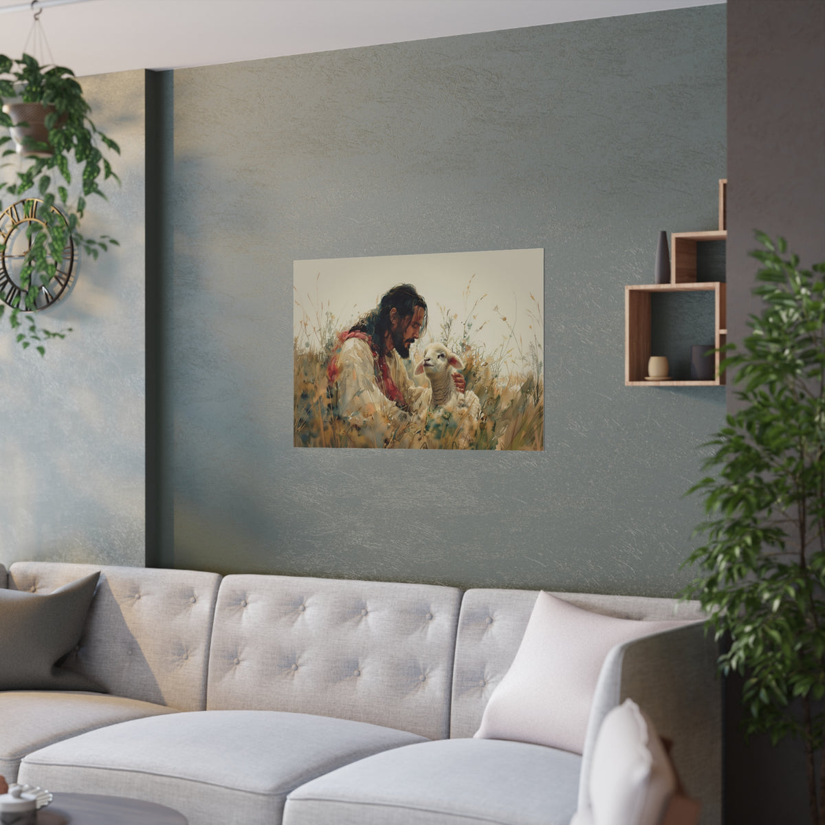 Jesus and Lamb Christian Wall Art Print