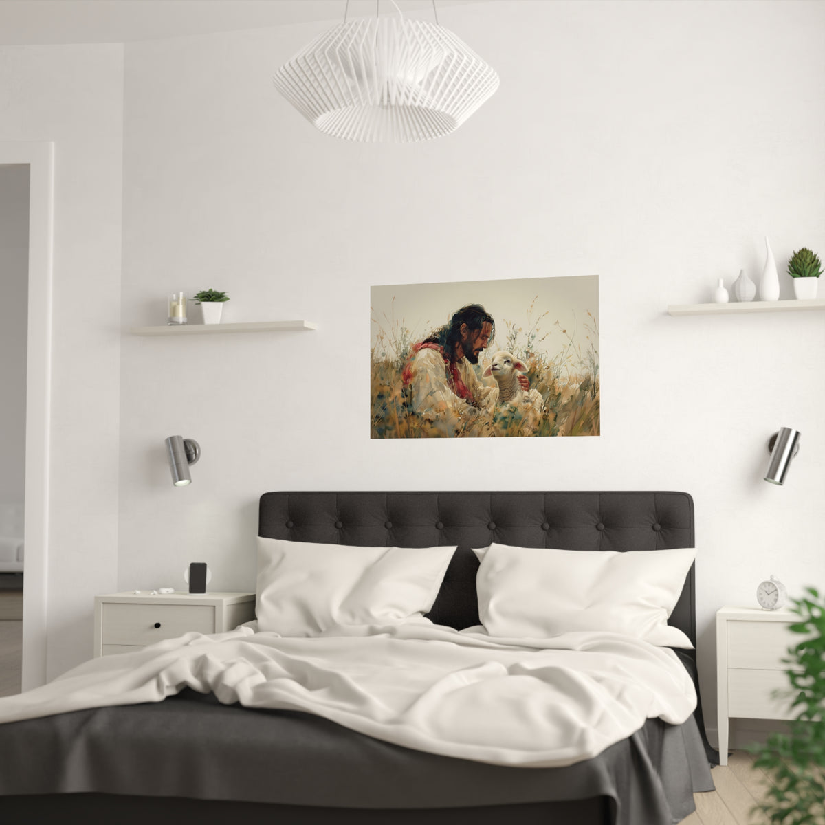 Jesus and Lamb Christian Wall Art Print