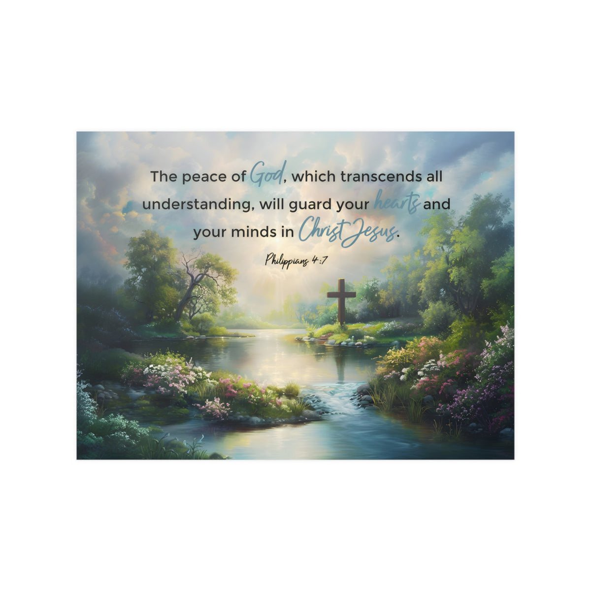 Christian Art Print, Don't be anxious Bible Verse, Philippians 4:7, The peace of God, which transcends all understanding, will guard your hearts and your minds in Christ Jesus.