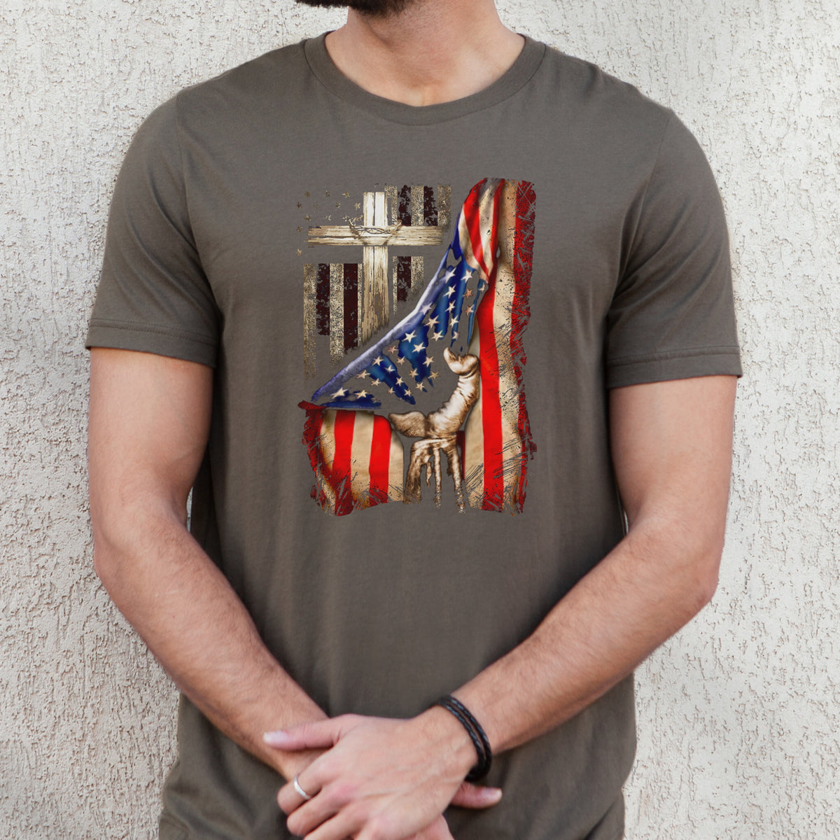 Cross & The American Flag - Christian T-Shirt