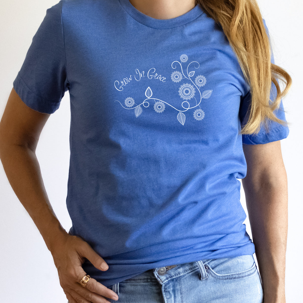 Grow In Grace - Floral Mandala Vine Design - Women's Christian T-Shirt