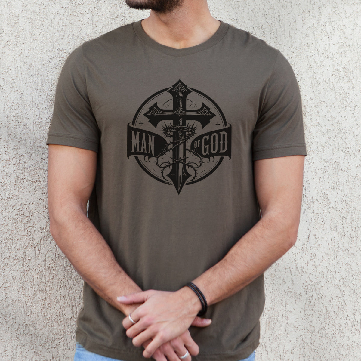 Man of God Cross Design  - Men's Christian T-Shirt