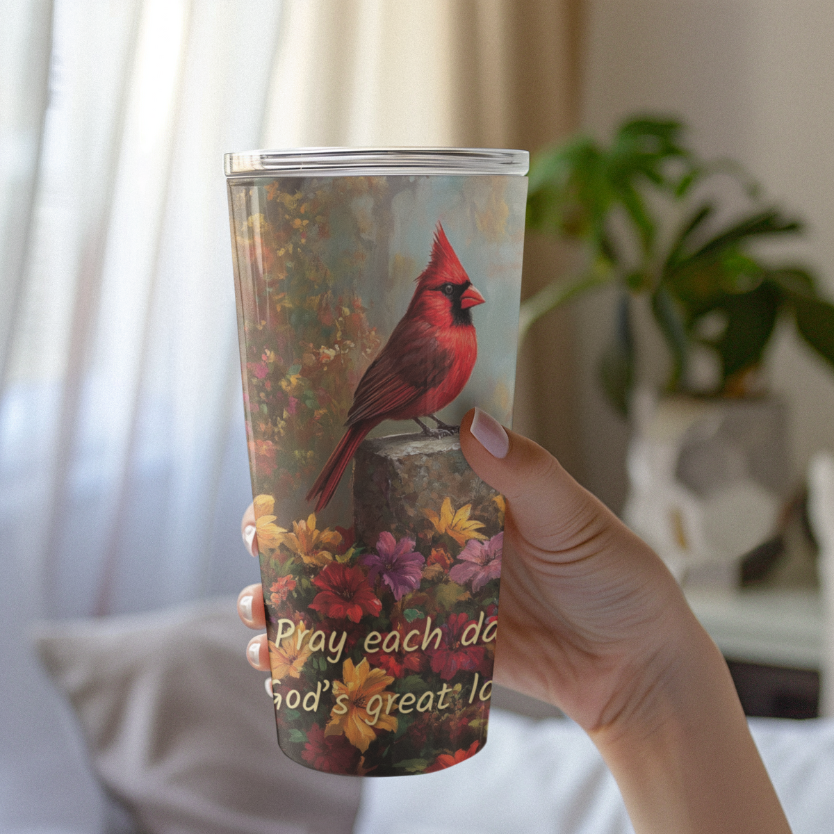 Pray Each Day Christian Tumbler - God's Great Love Christian Faith Stainless Steel Tumbler