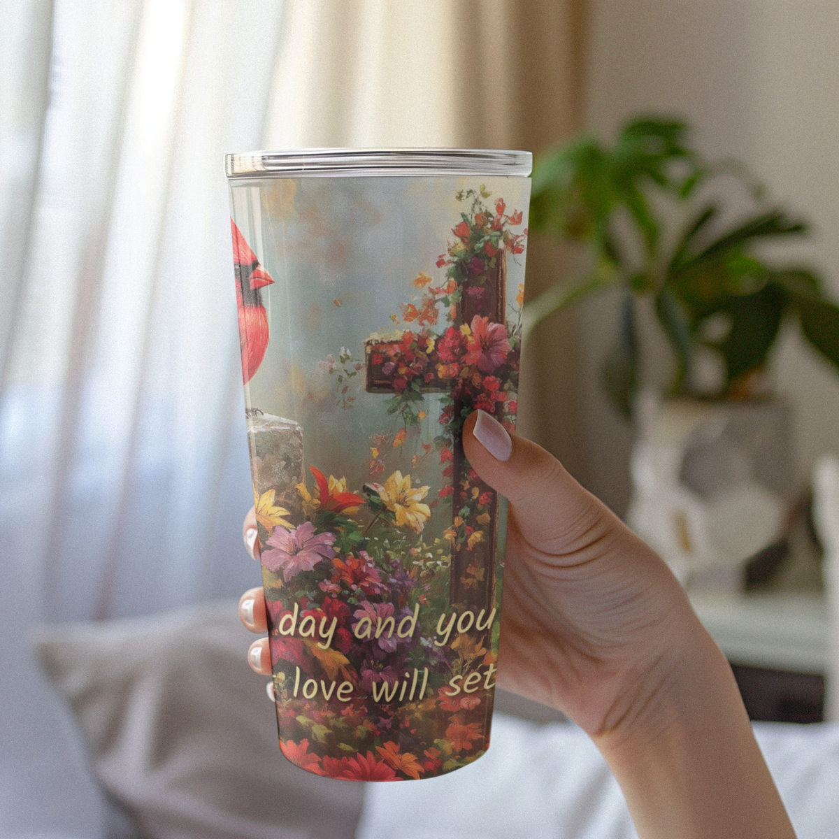 Pray Each Day Christian Tumbler - God's Great Love Christian Faith Stainless Steel Tumbler