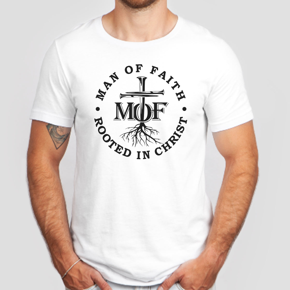 Man Of Faith, Rooted In Christ - Men's Christian T-Shirt